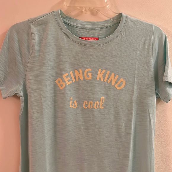 ALL WORTHY “BEING KIND IS COOL” Short Sleeve Slub Knit Tee Shirt - Picture 2 of 5